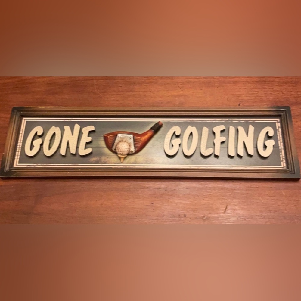 Framed Gone Golfing Sign, Wall Art